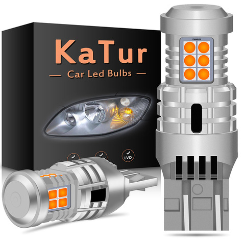 Katur 2 шт. 2400Lm T20 W21/5 Вт WY21W 7443 Canbus светодиодный стоп Светильник лампы ошибок нет Hyper Flash 20smd белого цвета-красный, желтый, 12V ► Фото 1/6