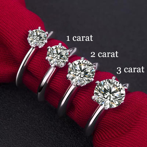 Классическое серебряное кольцо Moissanite, 1 карат, 2 карата, 3 карата, D, ювелирное изделие, простой стиль, кольцо на годовщину ► Фото 1/5