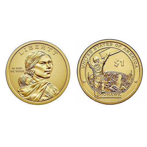 U.S. Sakagarwi 1 dollar Coin Steel Worker 2015, 100% настоящая оригинальная коллекция монет Unc, оригинальная монета ► Фото 1/1