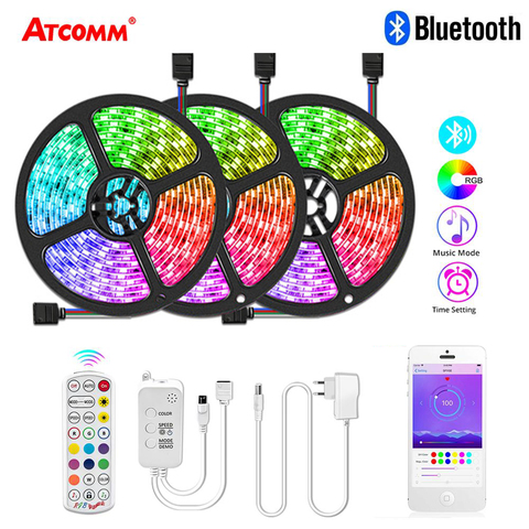 Bluetooth Смарт Светодиодный светильник 5050 RGB 5 м 10 м 15 м Диодная лента лампа разноцветная подсветка светильник DC 12 В Голосовое управление Музыка ... ► Фото 1/6