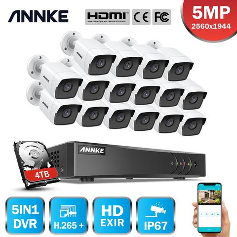 ANNKE H.265 + 5MP Ultra HD 16CH DVR CCTV система безопасности 16 шт Открытый 5MP EXIR камера ночного видения комплект видеонаблюдения ► Фото 1/6