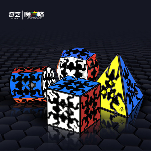 Qiyi Gear Пазлы 3x3, цилиндрические кубики пираминки, черные-очень гладкие ► Фото 1/5