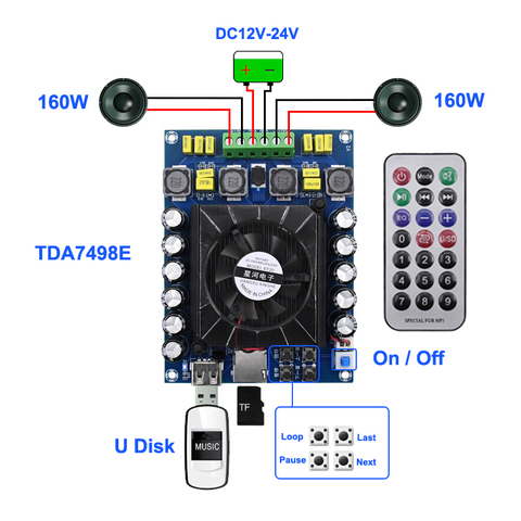 2*160 Вт TDA7498E цифровой усилитель мощности класса D HiFi аудио стерео сабвуфер TDA7498 Домашний кинотеатр Акустические усилители ► Фото 1/5