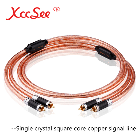 XccSee Fever сигнальный кабель с двойной головкой лотоса RCA с одним кристаллом медный квадратный сердечник медь HIFI аудио сигнальный кабель ► Фото 1/6