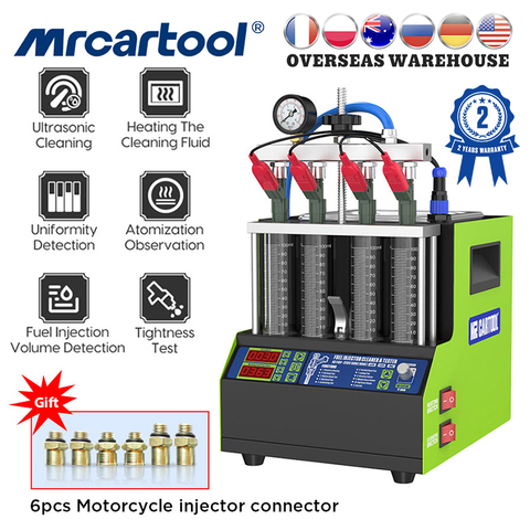 MRCARTOOL V308 автомобильный топливный инжектор тестер машина для очистки мотоцикл бензин инжектор тестер Очиститель 4 цилиндра VS AUTOOL CT160 ► Фото 1/6