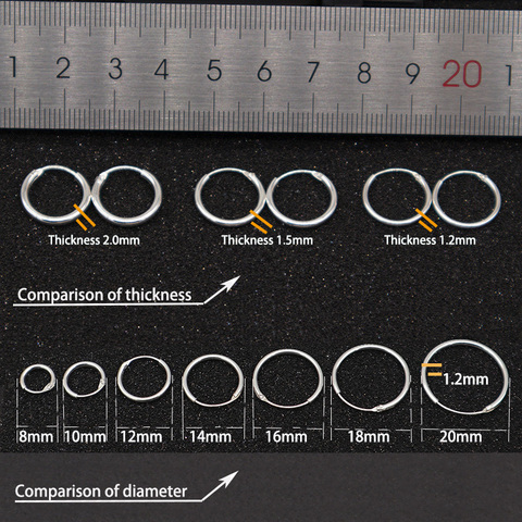 Простые серьги-кольца из стерлингового серебра 925 пробы, тонкие и смелые круглые серьги-обручи, маленькие круглые серьги ► Фото 1/6