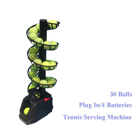 Машина для теннисных мячей, машина для сервировки теннисных мячей, легкая машина для бросания теннисных мячей, Подключаемая/аккумуляторная, 30 мячей ► Фото 1/3