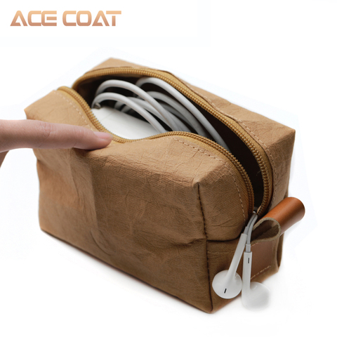ACECOAT Моющийся крафт- чехол для мыши, сумка для беспроводной мыши, адаптер для ноутбука, зарядное устройство, USB кабель, мульти сумка для Macbook ► Фото 1/6