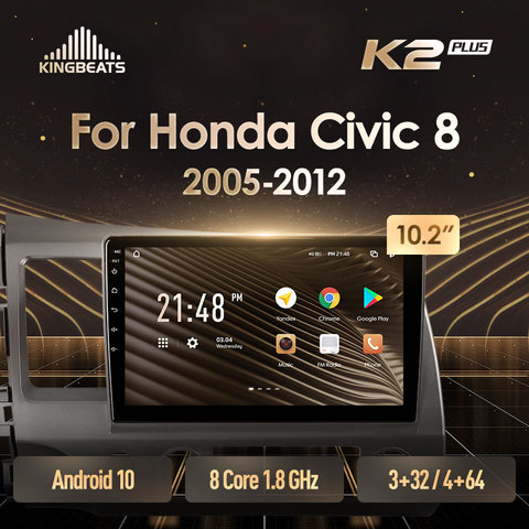 KingBeats штатное головное устройство For Honda Civic 8 FK FN FD 2005 - 2012 GPS Android 10 автомагнитола на андроид магнитола For Хонда Цивик 8 F For автомобильная мультимедиа Octa Core 8 core*1.8G No 2din 2 din dvd ► Фото 1/6