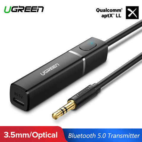 Ugreen Bluetooth 5,0 передатчик aptX LL цифровой оптический адаптер Toslink 3,5 мм стерео аудио передатчик для ТВ наушников ПК PS4 ► Фото 1/6