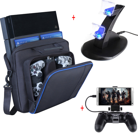 Аксессуары для PS4 PlayStation 4, джойстик PS4, зарядная станция, зажим для телефона, обычная сумка для хранения игровой консоли PS4 для PlayStation 4 ► Фото 1/6
