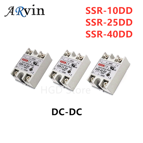 Твердотельные реле SSR-10DD SSR-25DD SSR-40DD 10A 25A 40A AC Управление DC генератор импульсов 3-32VDC для 5-60VDC SSR 10AA 25AA 40AA ► Фото 1/6