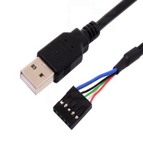 0,5 м, USB 2,0 A, штекер для 1x 5-контактного гнезда, 0,1 дюйма, USB-заголовок, печатная плата, кабель материнской платы, аналогичен материнской плате ► Фото 1/6