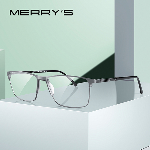 MERRYS Дизайнерские мужские очки из титанового сплава , оправа в деловом стиле , Мужские квадратные ультралегкие очки для близорукости, очки по... ► Фото 1/6
