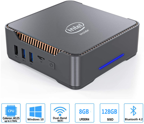 Мини-ПК GK3V, Intel celeron J4125, 8 + 128 ГБ, Windows 10, Wi-Fi, 4K, 60 Гц ► Фото 1/6