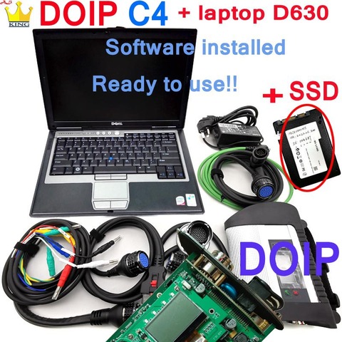 Mb Star C4 SD Connect plus DOIP Compact C4 с ноутбуком DE-LL D630 для автомобиля грузовика мультиплексор с wifi программным обеспечением диагностические инструменты ► Фото 1/6