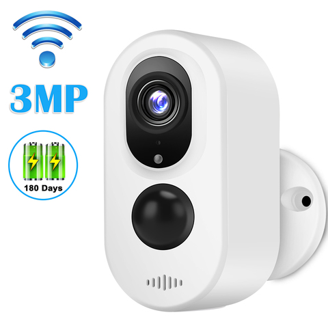 Wi-Fi камера с питанием от аккумулятора 3.0MP HD наружная беспроводная ip-камера наблюдения с защитой от атмосферных воздействий PIR сигнализация запись аудио ► Фото 1/6