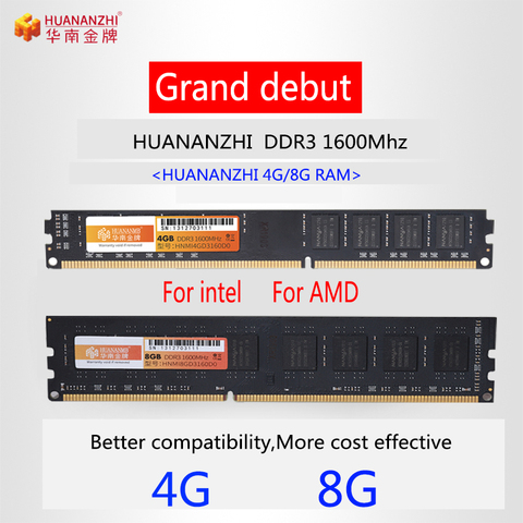 Оперативная память HUANANZHI DDR3, 4 ГБ, 8 ГБ, 1600 МГц, 2 шт. X 8 ГБ = 16 ГБ, без коррекции ошибок, Память Dimm для настольного компьютера, новая поддержка X79 LGA1155 1366 1356 775 1156etc ► Фото 1/4
