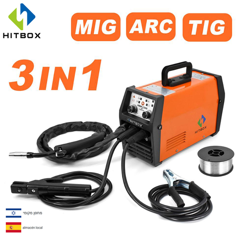 HITBOX Mig сварщик полуавтоматическая 220V Инвертор аргонодуговая сварка Tig газовой сварки уменьшенного использования пластин сварочный аппарат 3 в 1 Synergy HBM1200 сварочный аппарат ► Фото 1/6