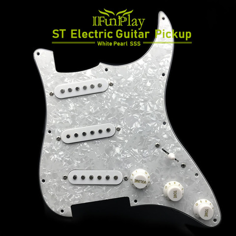 Электрическая гитара с одной катушкой Pickguard, загруженные предварительно загруженные Проводные 11 отверстий SSS красный/белый жемчужный белый аксессуары для гитары ► Фото 1/6