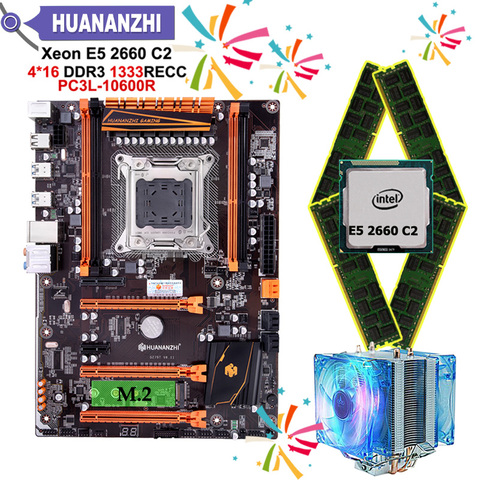 Оборудование для ПК huanzhi deluxe X79 LGA2011 со скидкой, материнская плата с M.2 материнская плата со слотом с ЦП Xeon E5 2660 C2 RAM 64G(4*16G) ► Фото 1/6