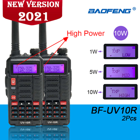 2022 UV-10R BAOFENG Радио 2 шт Walkie Talkie Dual Band hf Transceiver USB зарядка высокой мощности 10 Вт 2-стороннее дальнее радио UV10R ► Фото 1/6