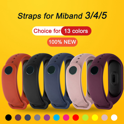 Ремешок Браслет для Xiaomi Mi Band 4 3 ремешки силиконовый ремешок 5 для Xiaomi браслет Mi Band 3 4 ремешок браслет 5 ► Фото 1/6