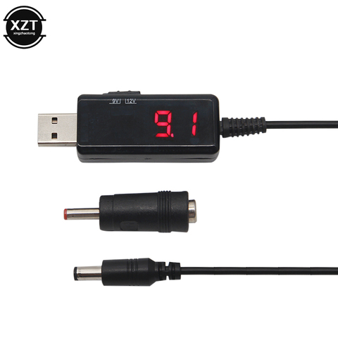 USB-кабель для преобразователя постоянного тока с 5 В на 9 в 12 В, регулируемое напряжение, светодиодный дисплей, трансформатор постоянного тока, регулятор мощности с реальным напряжением ► Фото 1/6
