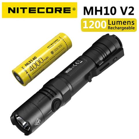 Светодиодный тактический фонарик NITECORE MH10 V2, 1200 лм, 4000 мАч, 21700 ► Фото 1/6