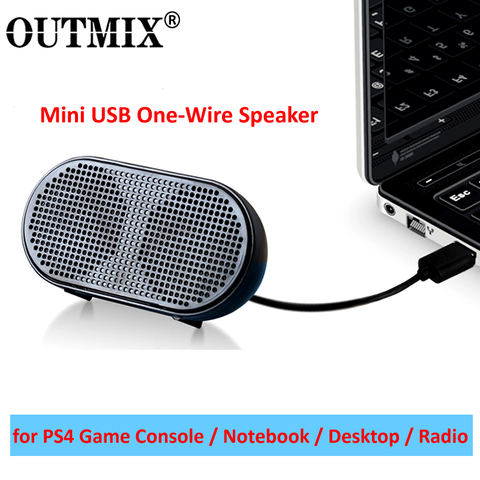Портативная звуковая коробка OUTMIX, мини-колонка с питанием от USB, стереоколонка для компьютера, Громкая колонка, сабвуфер для PS4, игр, ноутбука... ► Фото 1/6
