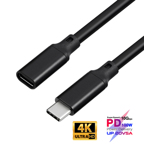 Удлинительный кабель 100 Вт PD 5A USB3.1 Type-C, 4K, 60 Гц, удлинитель для Macbook, Nintendo Switch, SAMSUNG, ноутбука, поколения 2, 10 Гбит/с ► Фото 1/6