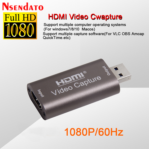 4K 1080P 60 Гц USB2.0 аудио Карта видеозахвата HDMI к USB 2,0 плата сбора данных прямые трансляции пластина Камера переключатель игры Запись ► Фото 1/6