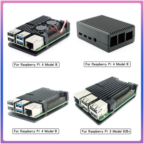 Raspberry Pi 4 Модель B двойные вентиляторы с ЧПУ Алюминий сплав чехол металлический 5 цветов Защитный чехол-Броня с радиаторы для Raspberry Pi 4B/3B +/3B ► Фото 1/6