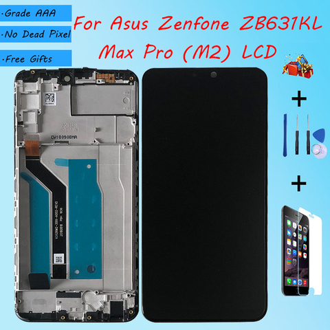 ЖК-экран в сборе для Asus Zenfone Max Pro (M2) ZB631KL, с тачскрином в переднем корпусе, оригинальный черный ЖК-дисплей X01BDA ► Фото 1/3