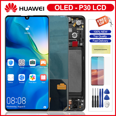 ЖК-экран OLED P30 для Huawei P30, ЖК-дисплей, сенсорный экран с рамкой, дигитайзер в сборе, сменный ЖК-экран для HuaweiP30 ► Фото 1/6