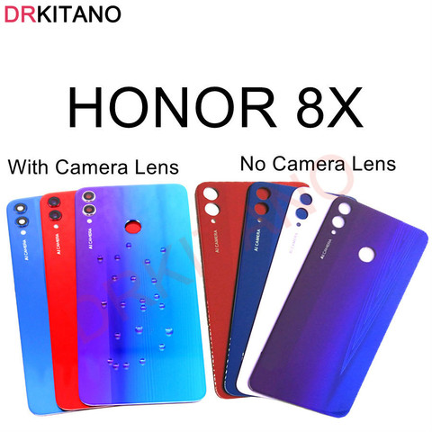 Крышка батарейного отсека Honor 8X, Задняя стеклянная панель, задняя крышка корпуса для HUAWEI Honor 8X, Крышка батарейного отсека с объективом камеры ► Фото 1/6