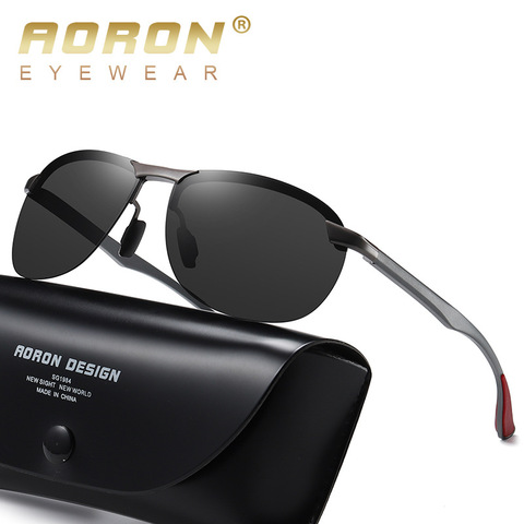 Солнцезащитные очки AORON Мужские поляризационные, в алюминиевой оправе, для вождения, UV400 ► Фото 1/6