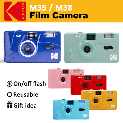 KODAK винтажная Ретро M35 / M38 35 мм многоразовая пленочная камера небесно-голубая/желтая/мятно-зеленая/Розовая/красная/кобальтовая Синяя ► Фото 1/6