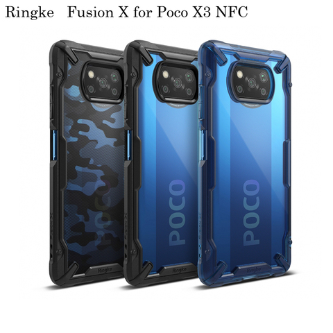 Чехол Ringke Fusion-X для Xiaomi Poco X3 NFC, Прозрачная Жесткая задняя панель из поликарбоната, мягкая гибридная рамка из ТПУ ► Фото 1/6