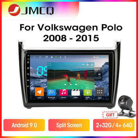 Автомагнитола JMCQ T9, мультимедийный плеер Andriod 9,0 для Volkswagen Polo 2008-2015, GPS-навигация, 2 Din, RDS, DSP, 4 Гб + 64 ГБ, Раздельный экран ► Фото 1/6
