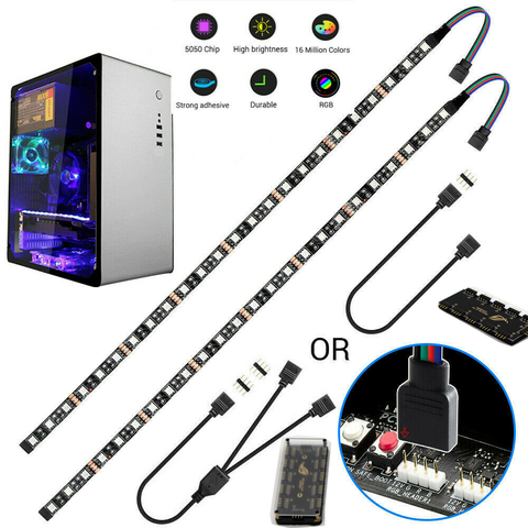 Материнская плата mutile цвет 5050 цветных (RGB) светодиодных лент для ПК чехол для ASUS Aura SYNC,RGB Fusion 2,0, 4 Pin Header 10 способ концентратор с разъемом 12V для зарядки ► Фото 1/6