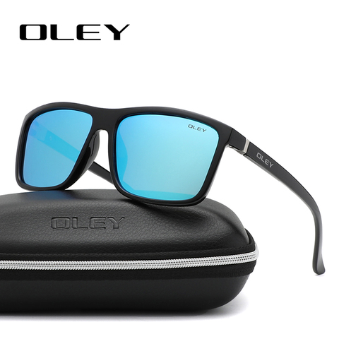 Мужские солнцезащитные очки OLEY, черные поляризационные очки в винтажном стиле, квадратной формы, для вождения, степень защиты UV400, модель Y6625... ► Фото 1/6