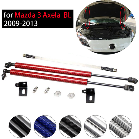 Демпфер для Mazda 3 Axela BL 2009-2013, 2 шт., передний капот, модификация углеродного волокна, газовые стойки, подъемник, амортизатор ► Фото 1/6