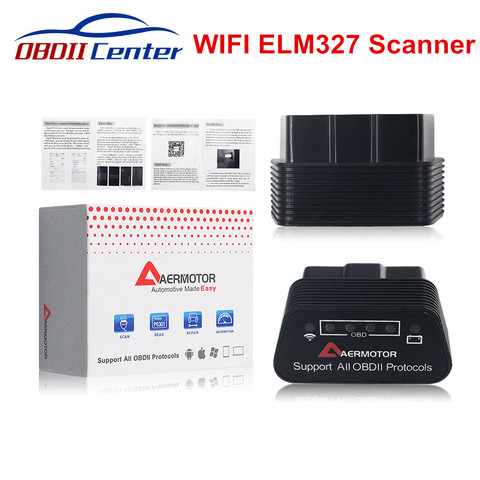 Сканер для автодиагностики AERMOTOR, WI-FI, ELM327 1,5, ELM 327, OBDII V1.5, WI-FI, интерфейс OBD2, Поддержка Android, IOS, ПК ► Фото 1/6