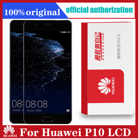 Оригинальный 5,1 ''ЖК дисплей с корпусом, запасные части для Huawei P10 ЖК-дисплей с сенсорным экраном дигитайзер в сборе VTR-L09 VTR-L10 VTR-L29 ► Фото 1/6