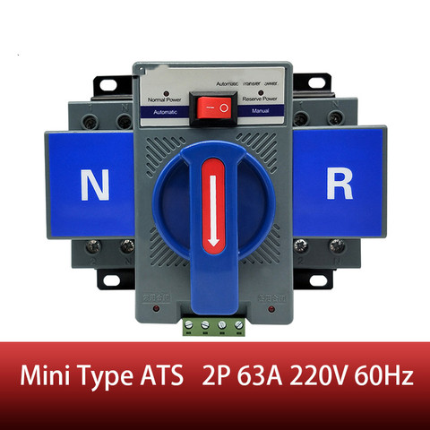 Автоматический переключатель 2P 63a 230 В MCB Dual Power, номинальное напряжение 220 В/380 В, номинальная частота 50/60 Гц ► Фото 1/4