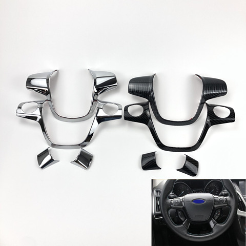 Хромированный чехол Emaicoca из АБС-пластика для рулевого колеса, наклейка, чехол для Ford Focus 3 mk3 2012-2014/ Kuga 2013-2015, автомобильные аксессуары ► Фото 1/5