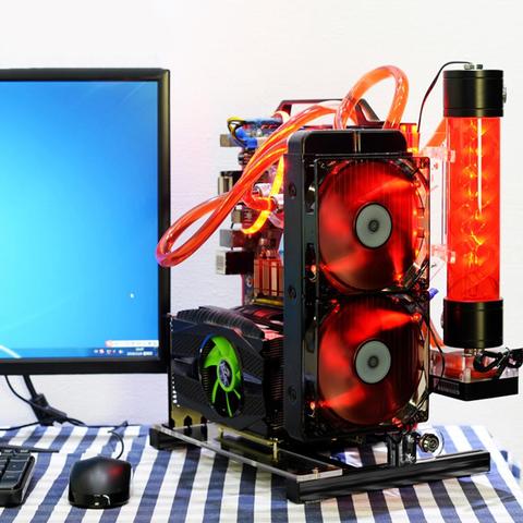 Блок питания ATX/M-ATX/ ITX открытые шасси вертикальный разгона открытые Алюминий рамки шасси для DIY Компьютерные аксессуары комплект черный, красный Цвет ► Фото 1/6