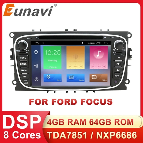 Eunavi 2 Din Android 10 автомобильное радио dvd для Ford focus 2 Mondeo S-MAX C-MAX Galaxy Transit Tourneo Стерео GPS навигация DSP WIFI ► Фото 1/5