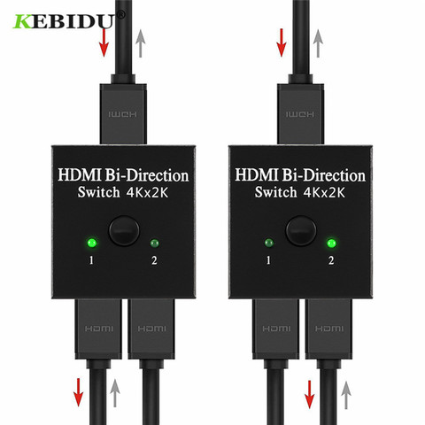 Переключатель HDMI KEBIDU 4K, сплиттер HDMI, коммутатор 1X2 2X1, сплиттер 1 в 2 выхода, усилитель 1080P 4K x 2K, переключатель HDMI, 2 порта, двунаправленный ► Фото 1/6